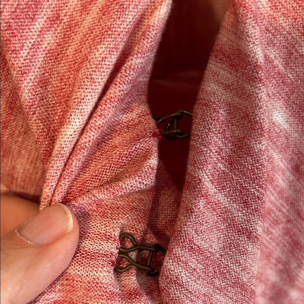 Free People Red/pink Draped Cardigan with hook closure. Back bow. Small. - Picture 8 of 8